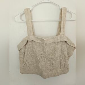 American Eagle Viscose/Linen Smocked Back Sleeveless Foldover Tank Top NWT.